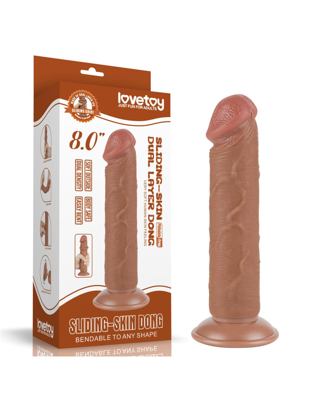 Lovetoy Dwuwarstwowe Dildo 8 cali Brown