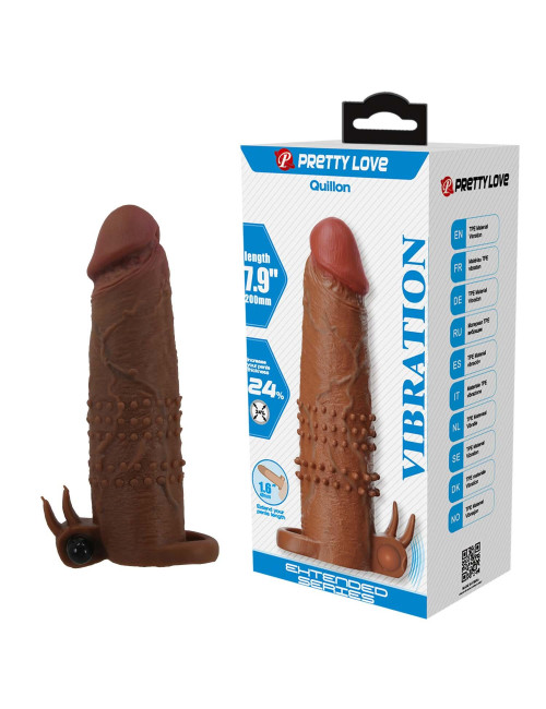Pretty Love Quillon – 20 cm Wibrująca Nakładka na Penisa i Przedłużka, Zabawki dla Par, 5 cm Średnica