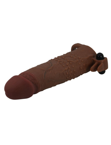 Pretty Love Quillon – 20 cm Vibrating Penis Sleeve Brown