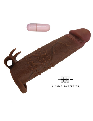 Pretty Love Quillon – 20 cm Vibrating Penis Sleeve Brown