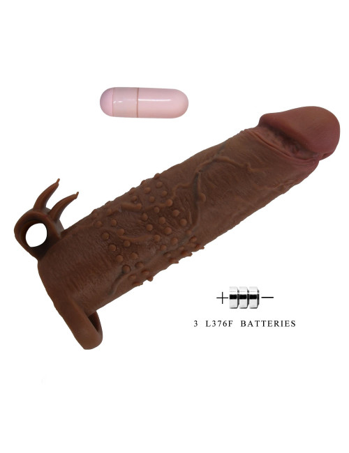 Pretty Love Quillon – 20 cm Wibrująca Nakładka na Penisa i Przedłużka, Zabawki dla Par, 5 cm Średnica