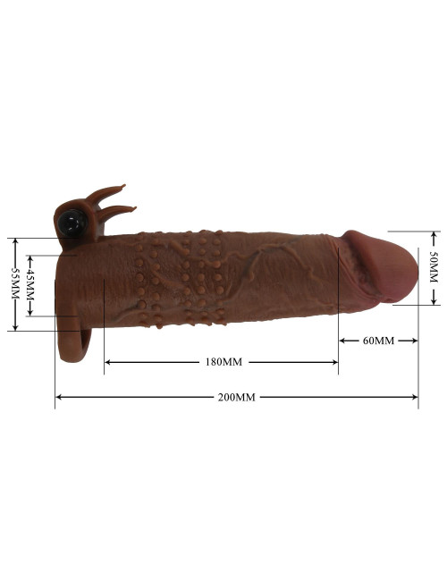 Pretty Love Quillon – 20 cm Wibrująca Nakładka na Penisa i Przedłużka, Zabawki dla Par, 5 cm Średnica