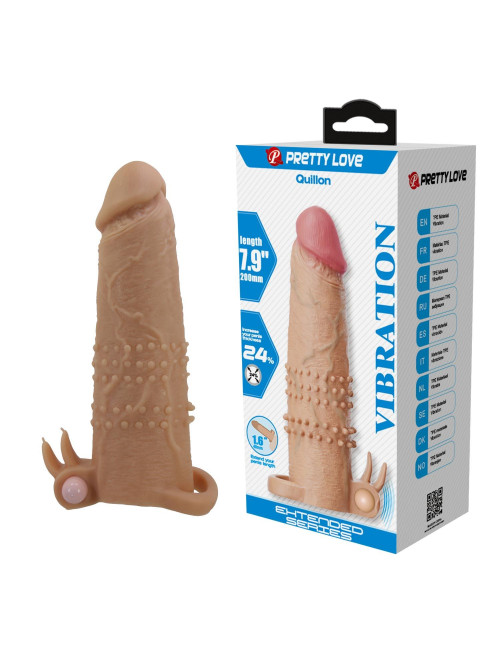 Pretty Love Quillon – 20 cm Vibrating Penis Sleeve Natural