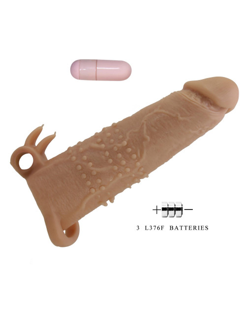 Pretty Love Quillon – 20 cm Vibrating Penis Sleeve Natural