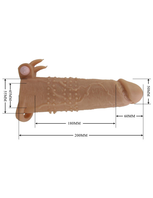 Pretty Love Quillon – 20 cm Vibrating Penis Sleeve Natural