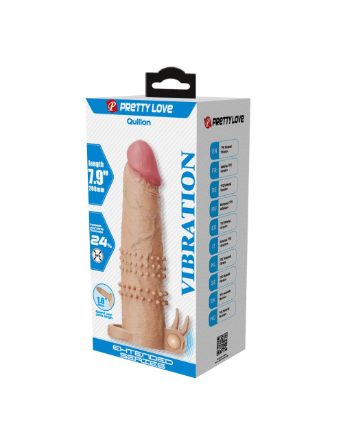 Pretty Love Quillon – 20 cm Vibrating Penis Sleeve Natural