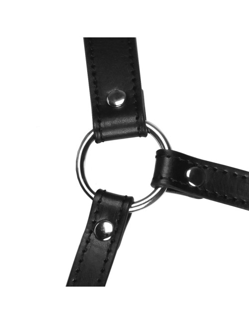 Ouch! Head Harness z Maską, Kneblem Kulkowym i PU Leather