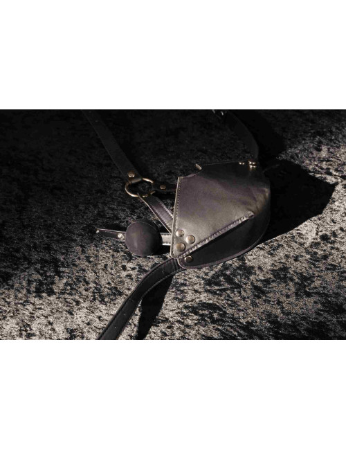 Ouch! Head Harness z Maską, Kneblem Kulkowym i PU Leather