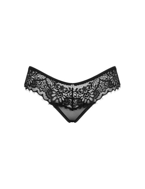 Figi otwarte Maderris XL/2XL – OBSESSIVE, koronka czarna, krój podkreślający pośladki