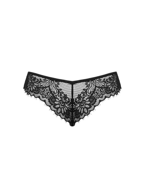Figi otwarte Maderris XL/2XL – OBSESSIVE, koronka czarna, krój podkreślający pośladki