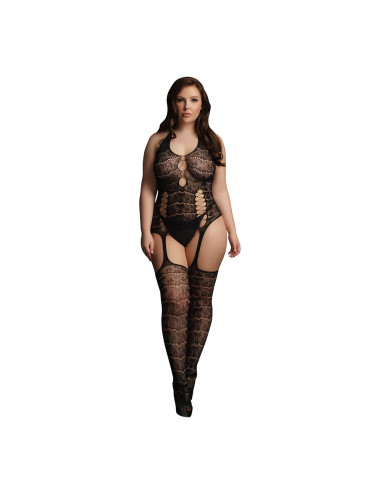 Lace Suspender Bodystocking - Plus Size