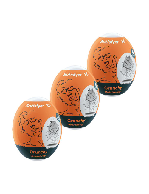 Masturbator Eggs Crunchy – Zestaw 3, Hydroaktywny TPE, Bezpieczne dla ciała