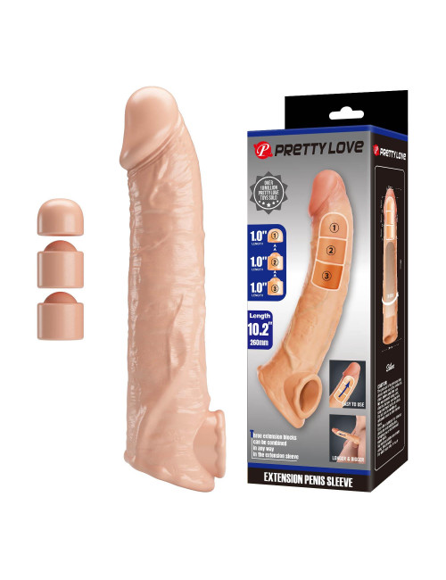 Pretty Love Nakładka Powiększająca Penis 26 cm z Modułowymi Wkładkami – Zabawki i Przedłużki
