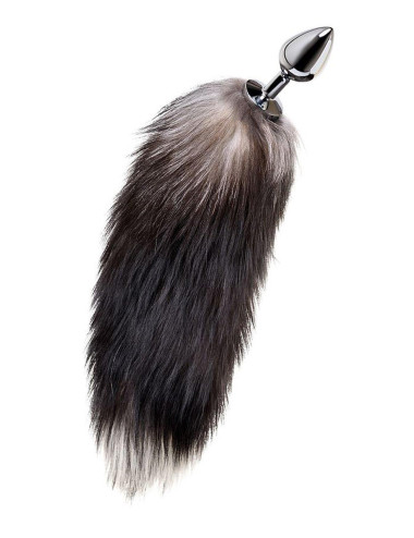 Silver anal plug with a fox tail
