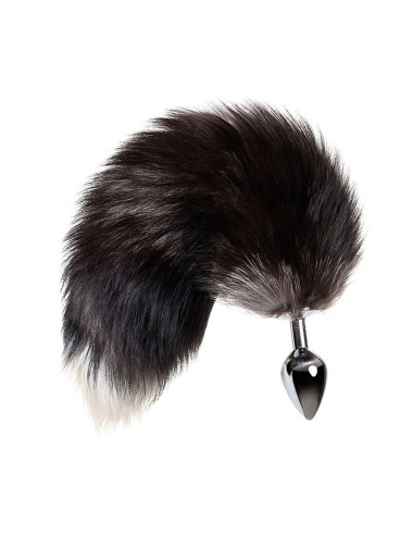 Silver anal plug with a fox tail
