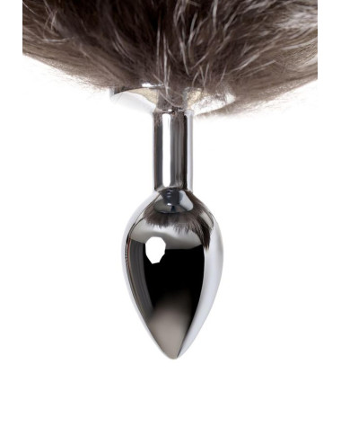 Silver anal plug with a fox tail