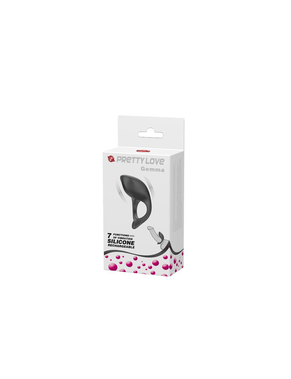 PRETTY LOVE GEMMA USB 7 Functions – Pierścień na penisa z 7 funkcjami wibracji zabawki