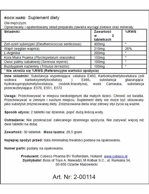 Cobeco Rock Hard Afrodyzjak dla Mężczyzn 30 kaps.