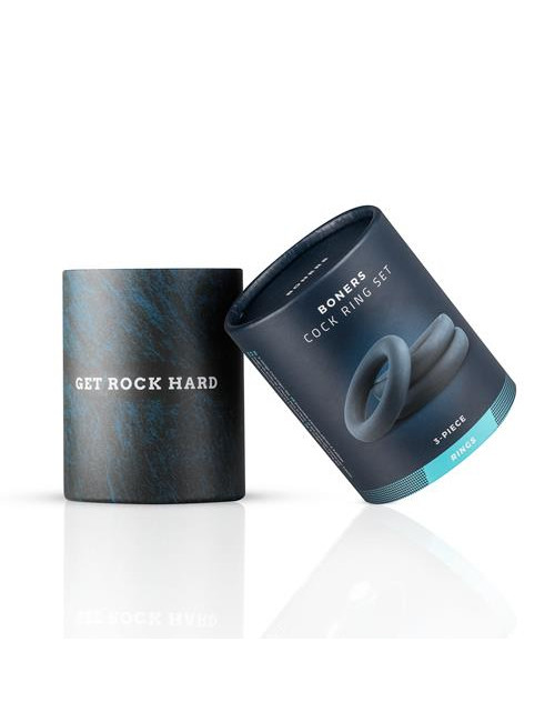 3-Piece Cock Ring Set - Grey