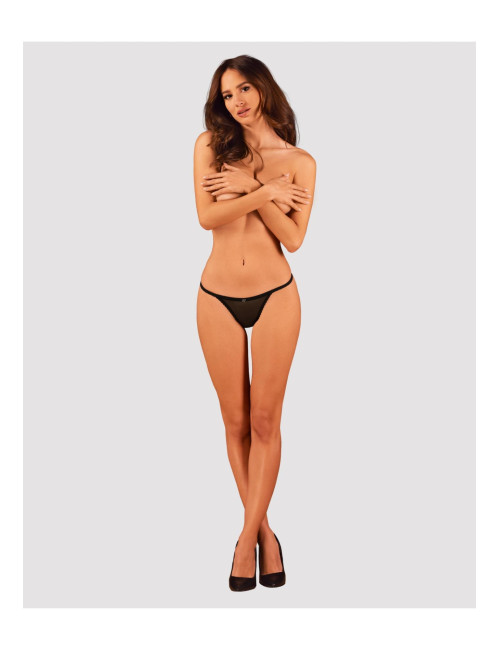 Obsessive Celia Noir Thong XS/S – czarne stringi otwarte