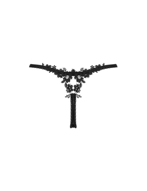 Obsessive Celia Noir Thong XS/S – czarne stringi otwarte