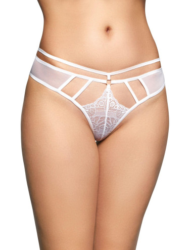 SoftLine Collection G-String 2490 White - Białe stringi z koronką M/L