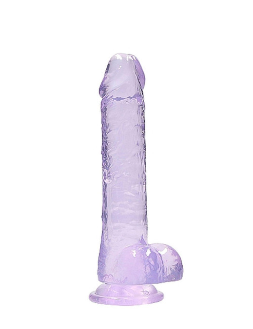 RealRock Realistyczne Dildo Żelowe z Jądrami i Przyssawką Purple
