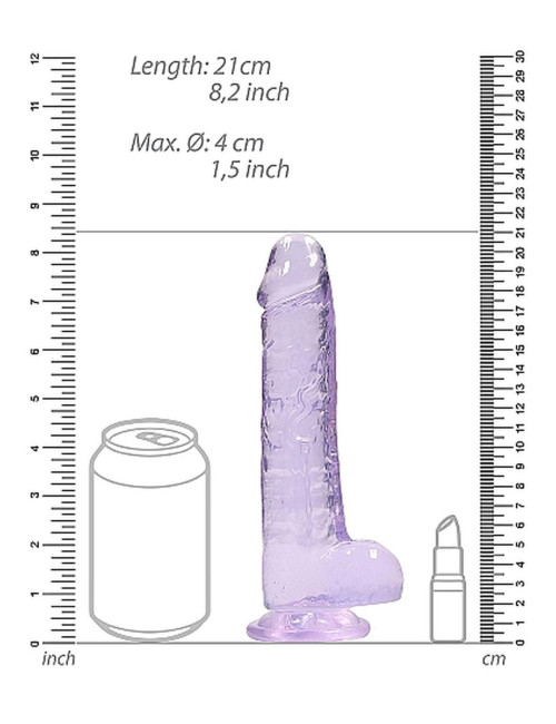RealRock Realistyczne Dildo Żelowe z Jądrami i Przyssawką Purple