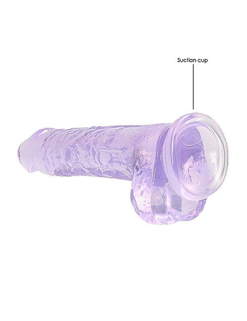 RealRock Realistyczne Dildo Żelowe z Jądrami i Przyssawką Purple