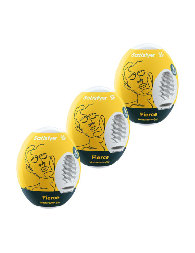 Masturbator Eggs Fierce - Zestaw 3, Elastyczny Hydroaktywny TPE Waginy