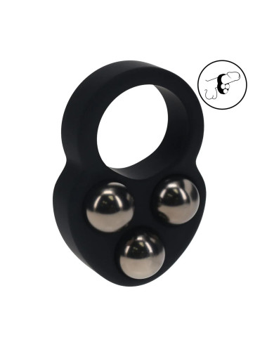 Liquid Silicone Triple Weighted Ball Cockring - Black