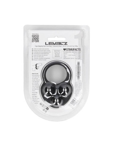 Liquid Silicone Triple Weighted Ball Cockring - Black