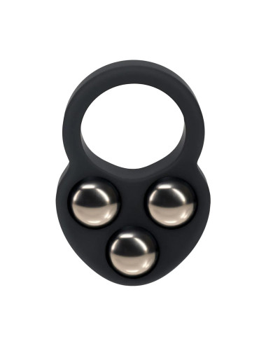 Liquid Silicone Triple Weighted Ball Cockring - Black