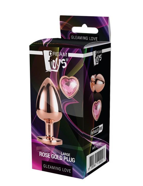Gleaming Love Rose Gold Plug Large – zabawka analna z kamieniem serca, biżuteria analna