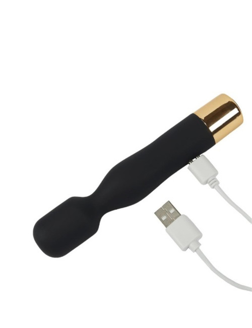 Massager USB Black - Wibrator i Masażer AV Wand, 7 trybów wibracji, silikon + ABS