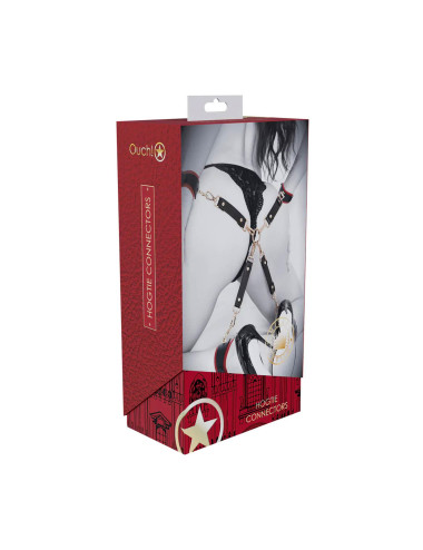 Milan Collection Hogtie Connectors - Kajdanki Kagańce BDSM Black Red