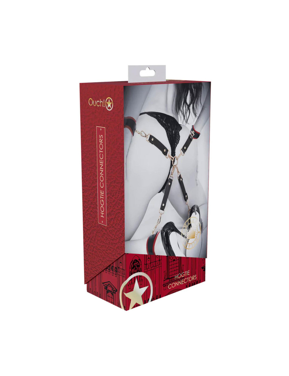 Milan Collection Hogtie Connectors - Kajdanki Kagańce BDSM Black Red