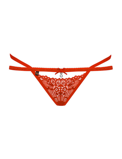 Obsessive Koronkowe Stringi Otwarte 838-THO-3 S/M