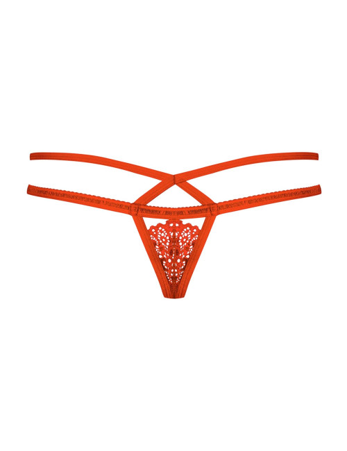 Obsessive Koronkowe Stringi Otwarte 838-THO-3 S/M