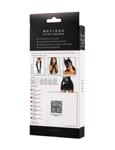 Glossy Billie, skirt, wetlook, black, XL