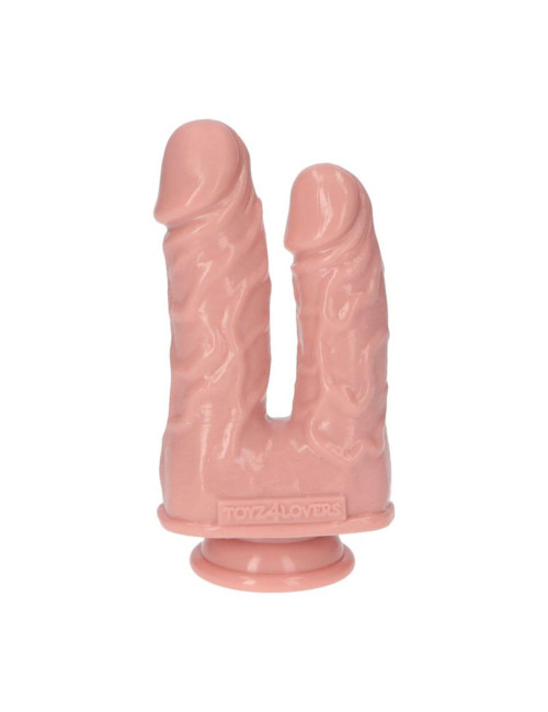 Caino e Abele Flesh - Podwójne Dildo z przyssawką PVC, 15.5 cm x 3.5 cm, bezpieczne dla ciała