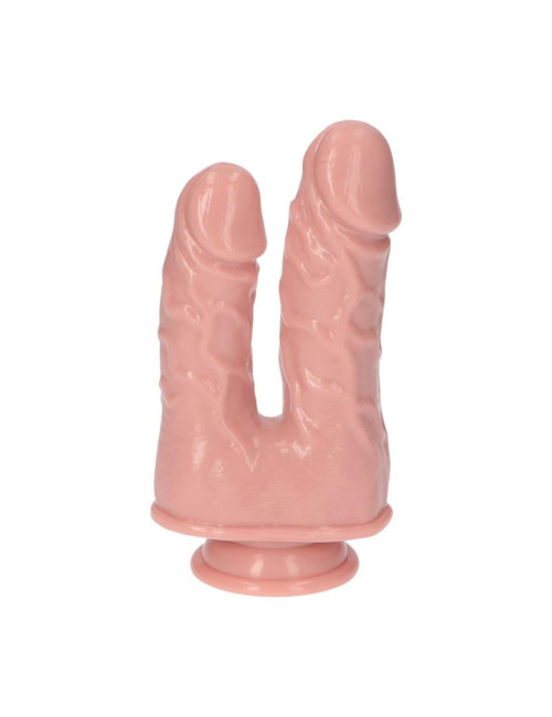 Caino e Abele Flesh - Podwójne Dildo z przyssawką PVC, 15.5 cm x 3.5 cm, bezpieczne dla ciała