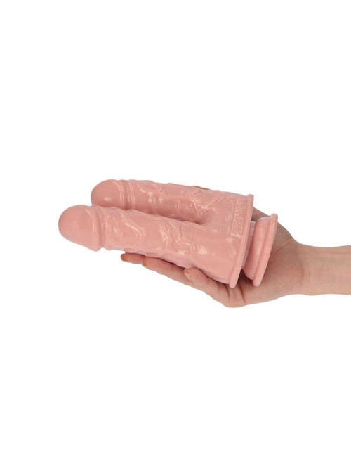Caino e Abele Flesh - Podwójne Dildo z przyssawką PVC, 15.5 cm x 3.5 cm, bezpieczne dla ciała