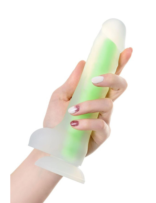 Wade Glow Green 14,5cm - Dildo żelowy świecący w ciemności, silikonowy