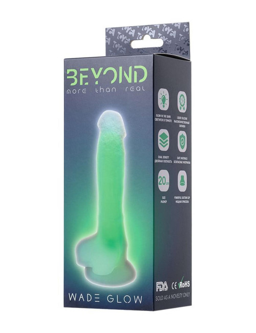 Wade Glow Green 14,5cm - Dildo żelowy świecący w ciemności, silikonowy