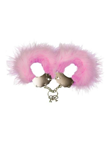 Kajdanki-Śmieszna zabawka-kadanki - Metallic Handcuffs,Feather Cov.. Pink