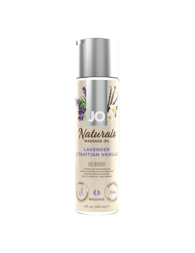 JO Naturals Massage Oil Lavender & Tahitian Vanilla – Afrodyzjakowy olej do masażu, wegański, 120 ml