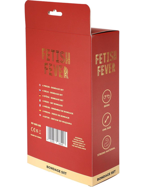 Fetish Fever Bondage Zestaw 4 szt. Czerwony - Zabawki Zestawy