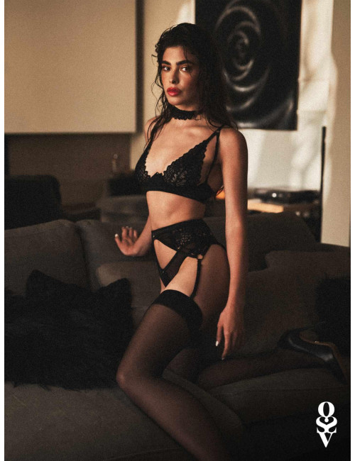 Obsessive Donarella Czarne Figi Otwarte z Koronką