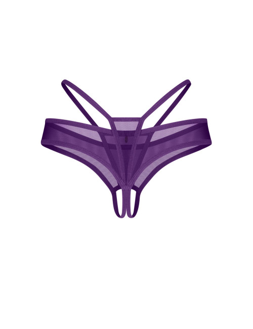 Obsessive Vibres Fioletowe Siateczkowe Stringi Otwarte S/M